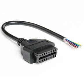 Customized 30cm OBD2  16PIN  to open End  Cable Open OBD Female to Pigtail Cable